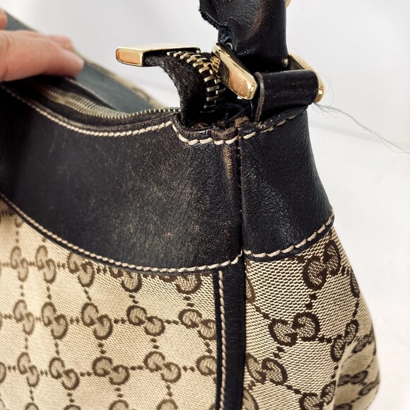 Authentic GUCCI Medium GG Monogram Tan Canvas Sukey Tote Handbag Purse - Picture 13 of 16